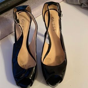 Guess black patent heels